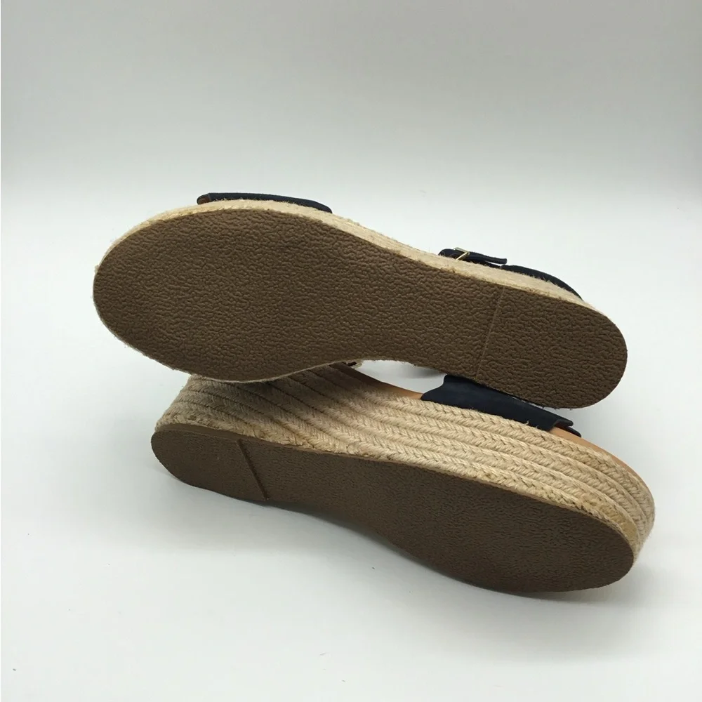 J. Crew Navy Suede Scalloped Platform Sandals - Picture 6 of 7